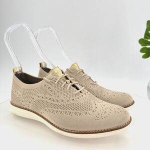 Cole Haan Womens Original Grand Shoes Size 10.5 Beige Gold Stitchlite Knit